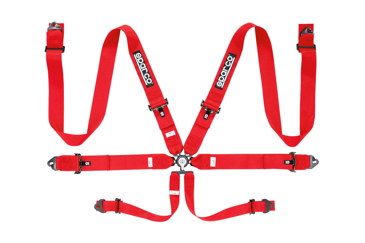 Sparco Competition Harness 6 Point 3" Steel Red 04818RACRS