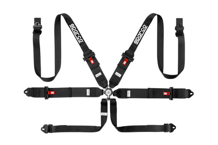 Sparco Competition Harness 6 Point Hans 3"/2" Steel Black 04818RH1NR
