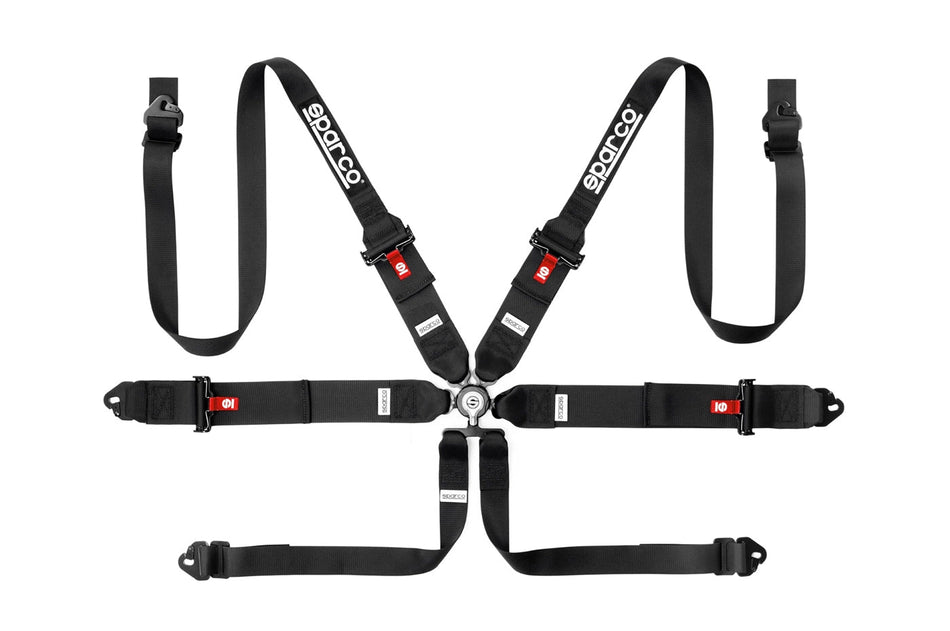 Sparco Competition Harness 6 Point Hans 3"/2" Steel Black 04818RH1NR