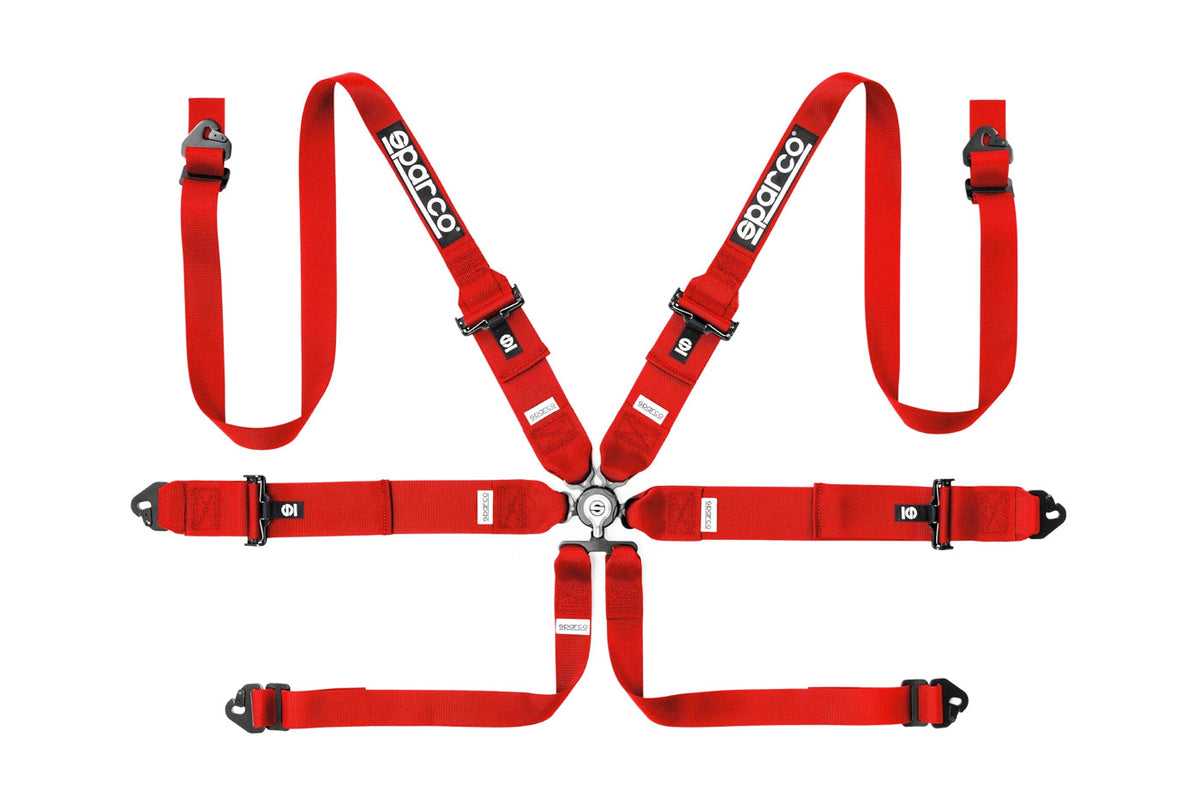 Sparco Competition Harness 6 Point Hans 3"/2" Steel Red 04818RH1RS