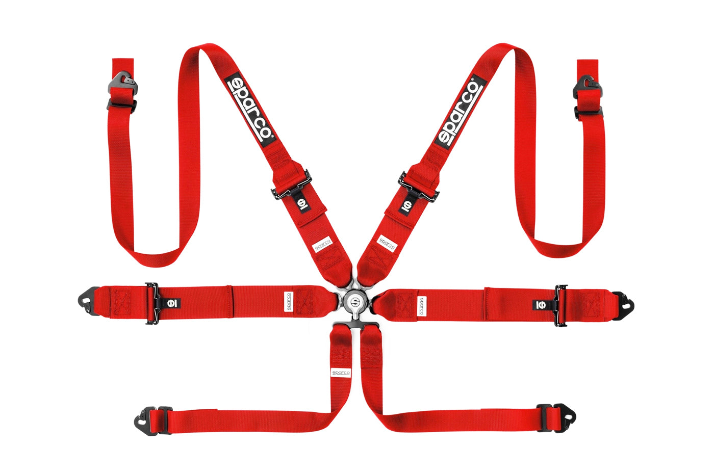 Sparco Competition Harness 6 Point Hans 3"/2" Steel Red 04818RH1RS