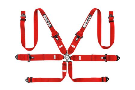 Sparco Competition Harness 6 Point Hans 3"/2" Steel Red 04818RH1RS