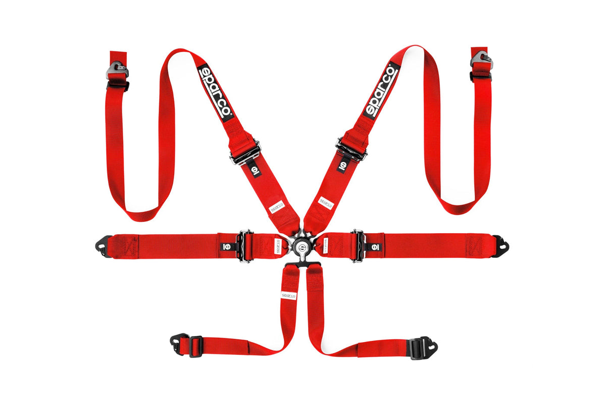 Sparco Competition Harness 6 Point Hans 3"/2" Aluminum PD Red 04818RHALPD1RS
