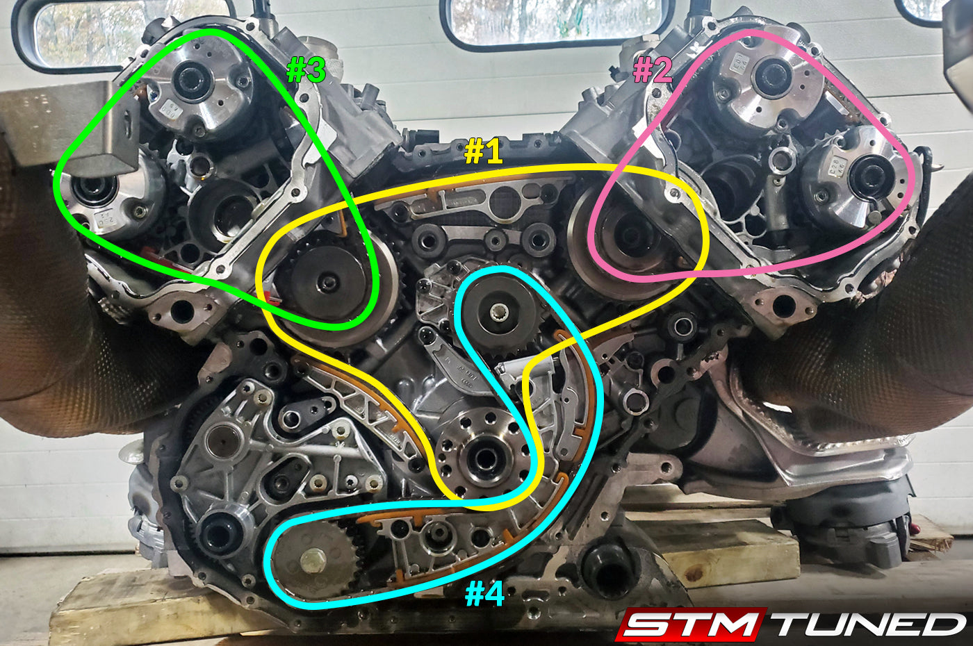 R8/Huracan Upper Left Side Cam Timing Chain Diagram (06E109465BJ #3 Green)