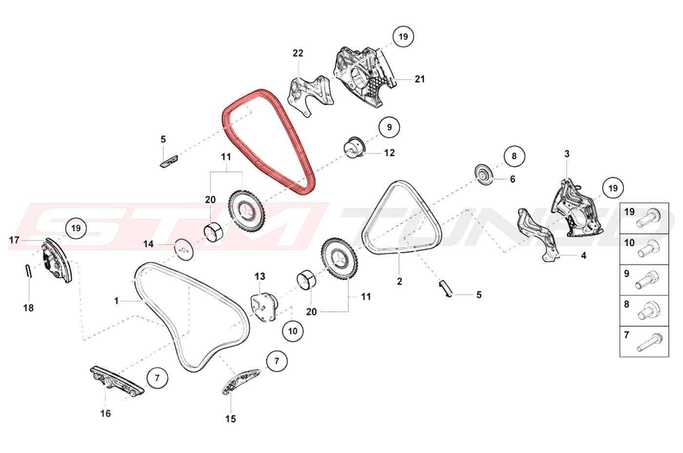 OEM Audi Timing Chain LH Cams for 17+ R8 Huracan (06E109465BJ)
