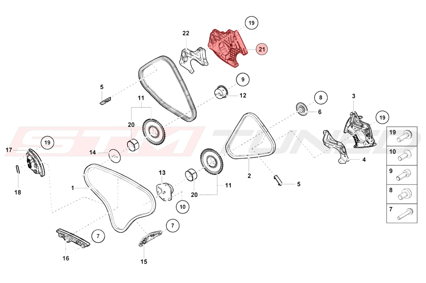 OEM Audi Timing Chain Tensioner Upper LH for 17+ R8 Huracan (079109218AB)