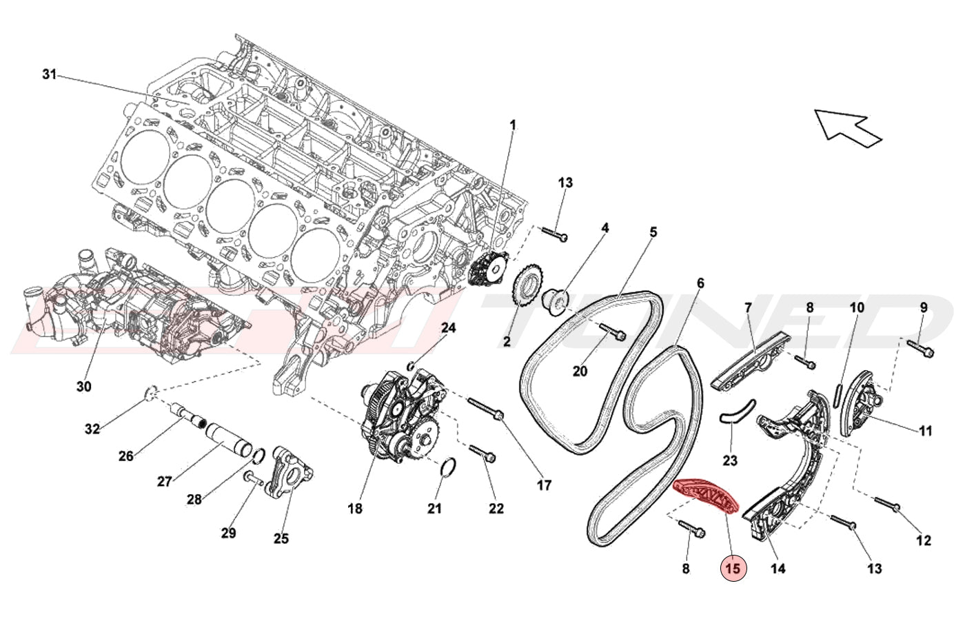 OEM Audi Timing Chain Guide Left for 17+ R8 Huracan (079109469AM)