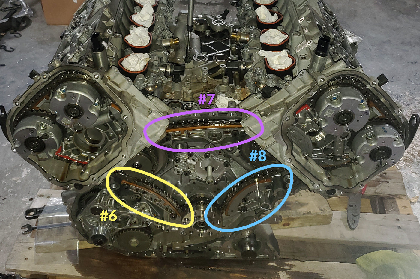 Timing Chain Tensioner Guide Diagram (079109507AP #8 Blue)