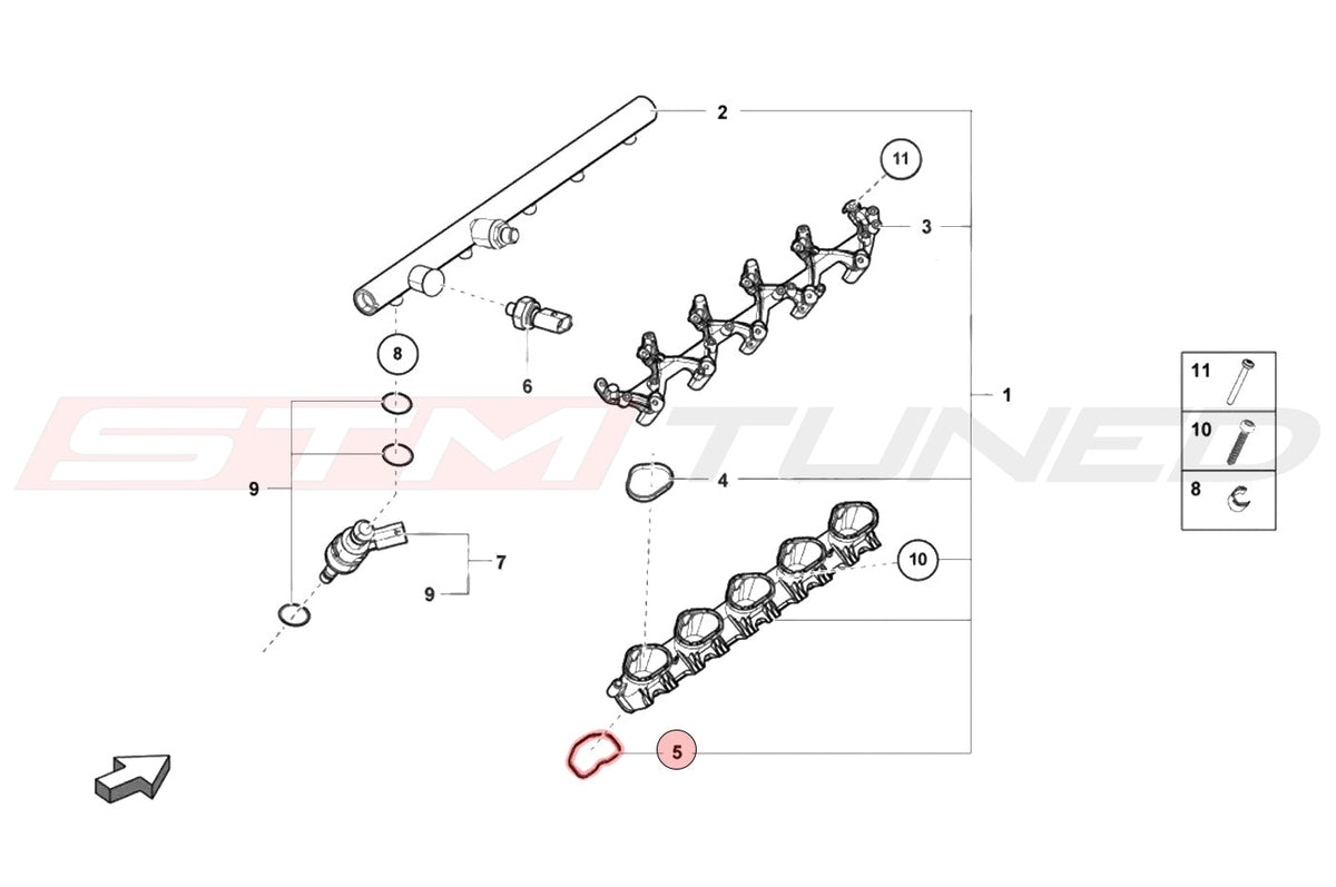 Audi OEM Lower Intake Manifold Seal for R8 Huracan (079129717B)