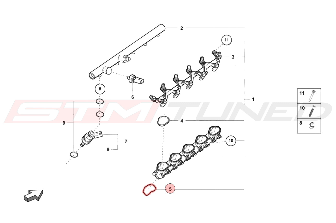 Audi OEM Lower Intake Manifold Seal for R8 Huracan (079129717B)