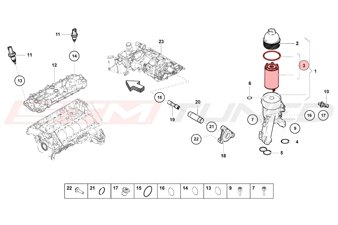 Audi OEM Engine Oil Filter for R8 Huracan Gallardo (079198405E)