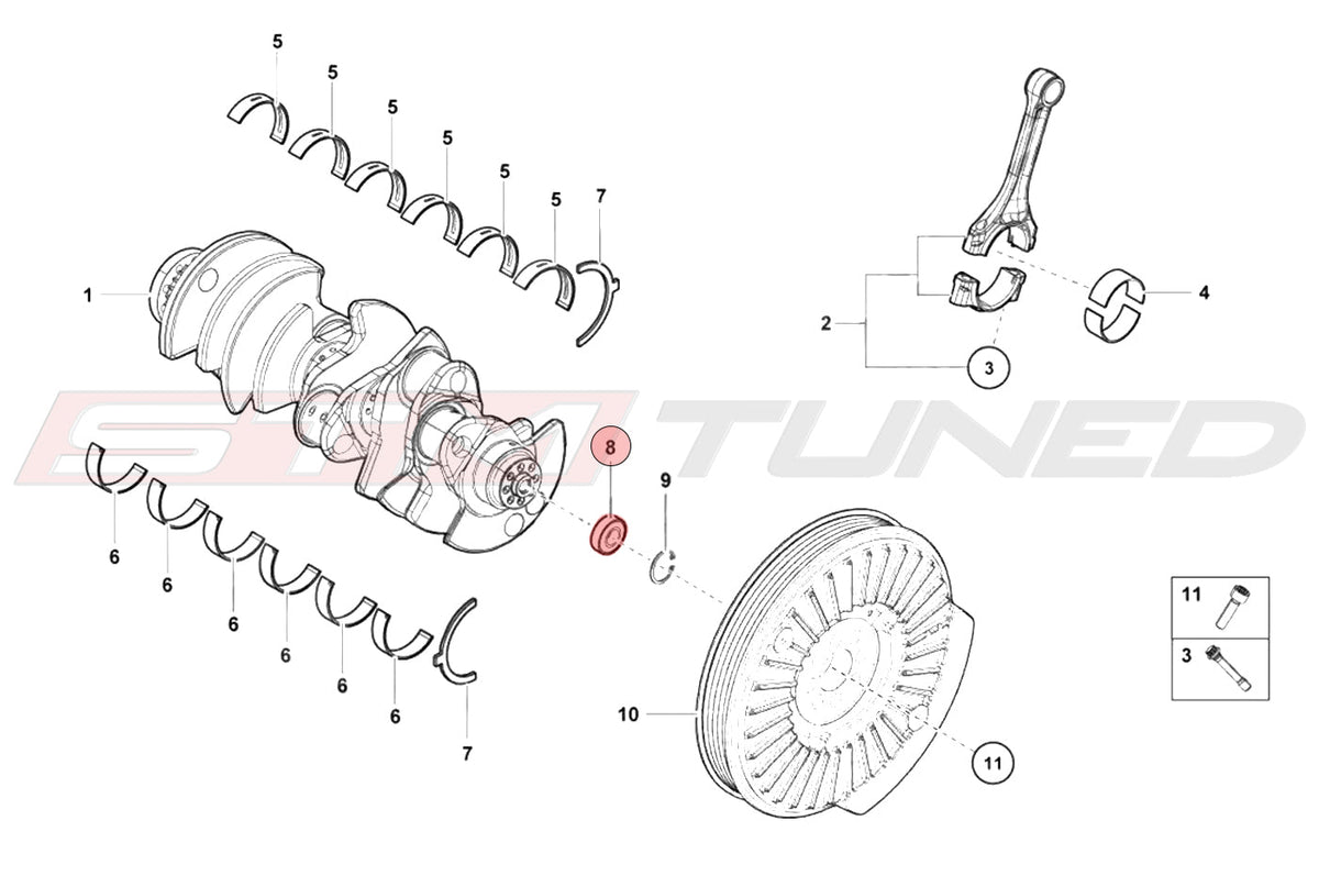 Audi OEM Crank Bearing for R8 Huracan Gallardo Aventador (07L105276)