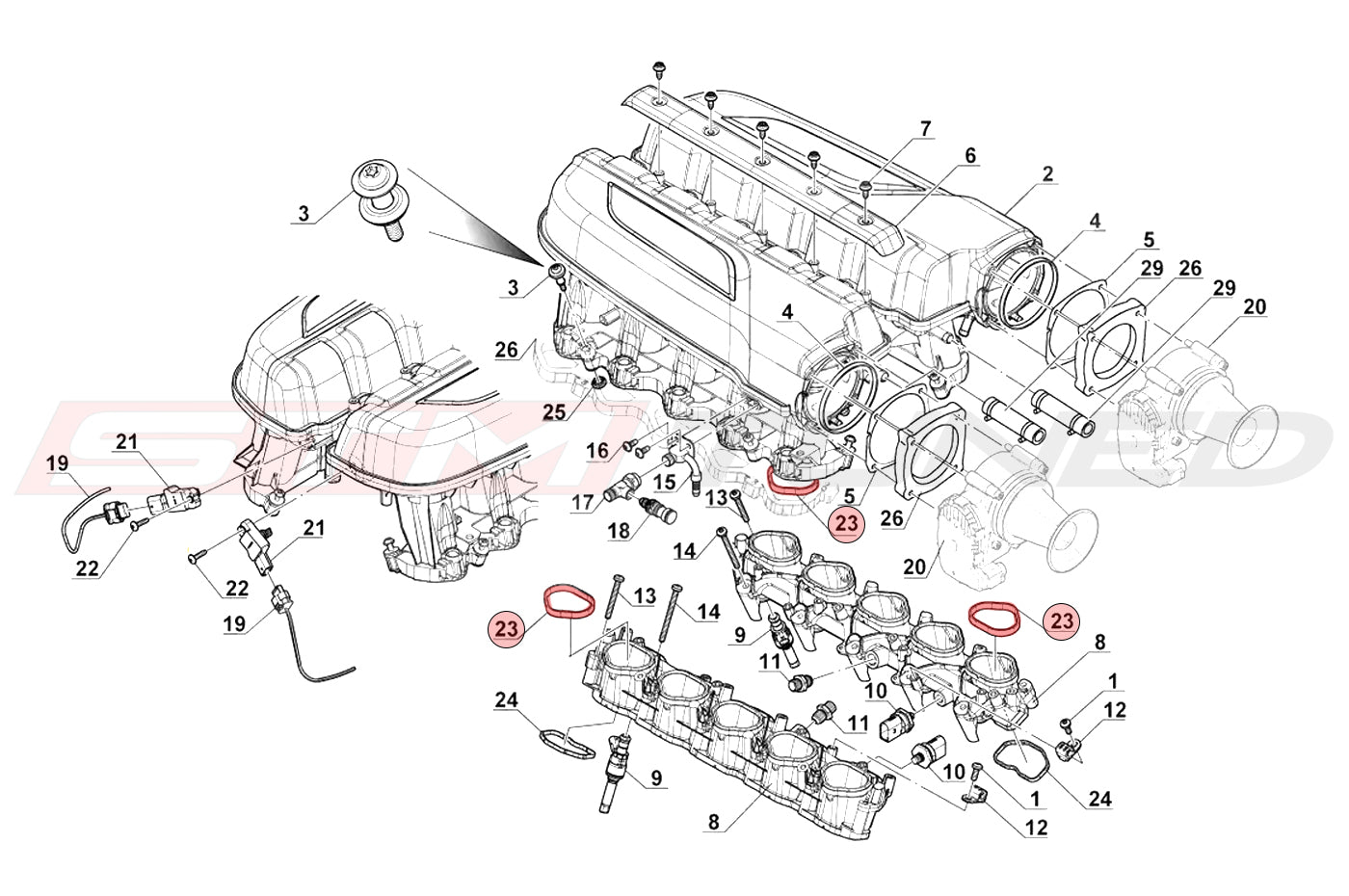 Audi OEM Upper Intake Manifold Seal for 17+ R8 Huracan (07L129717G)