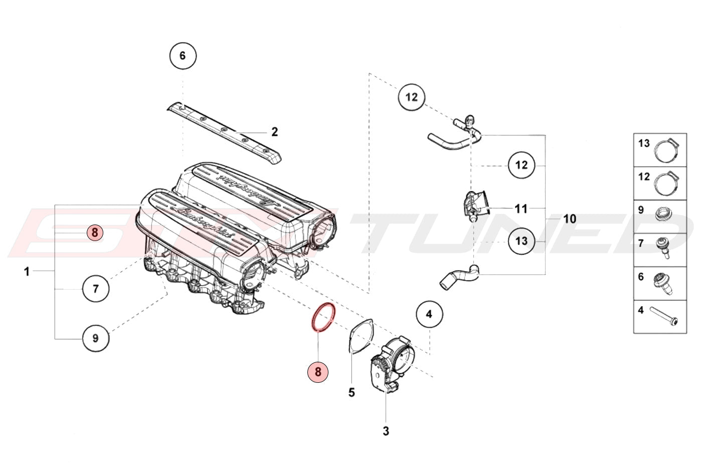 Audi OEM Throttle Body Gasket for R8 Huracan Gallardo (07L133073F)