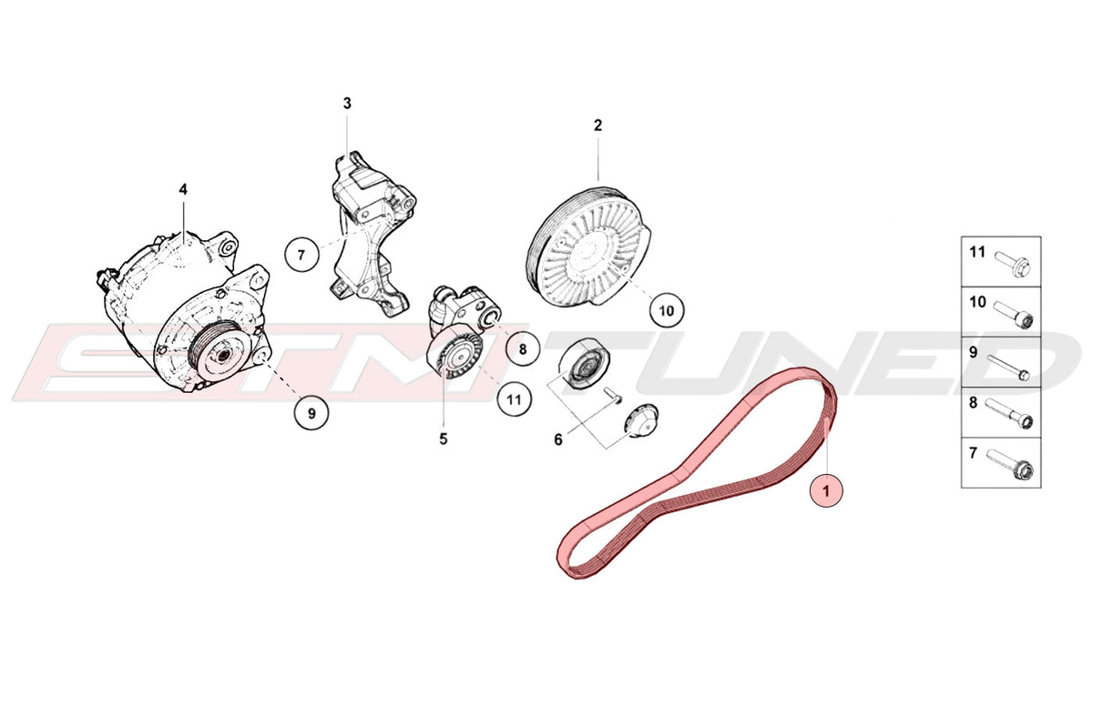 Audi OEM Serpentine Belt for R8 Huracan Gallardo (07L903137T)