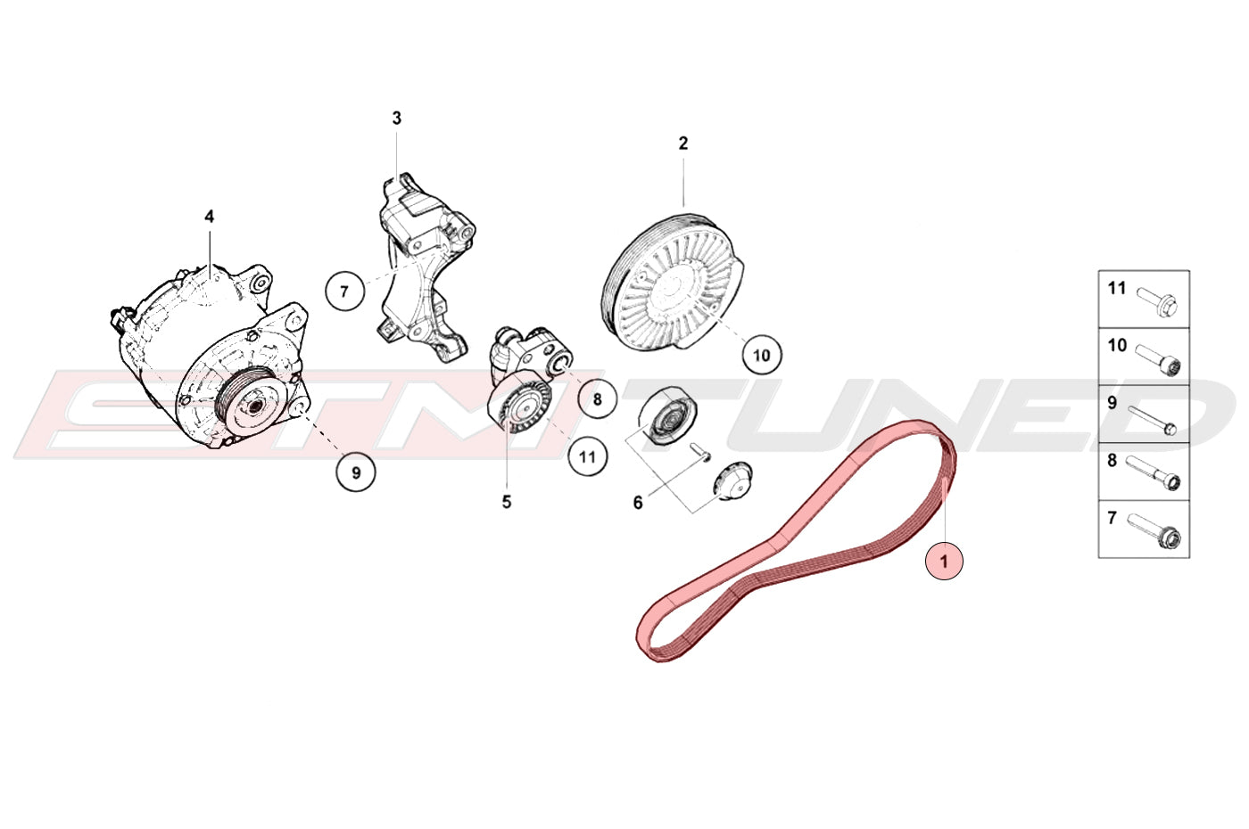 Audi OEM Serpentine Belt for R8 Huracan Gallardo (07L903137T)