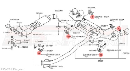 08918-3081A Nissan Exhaust Hanger Nuts - R35 GTR