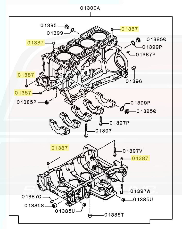 Mitsubishi Evo X OEM Cylinder Block Dowel Pin Part number 1050A004 Image © STM Tuned Inc.