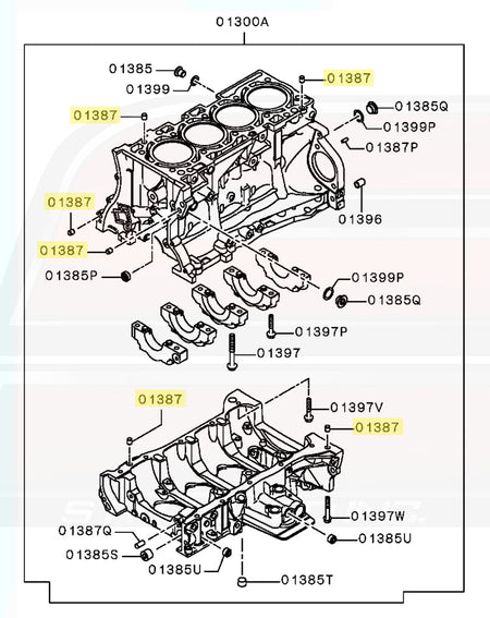 Mitsubishi Evo X OEM Cylinder Block Dowel Pin Part number 1050A004 Image © STM Tuned Inc.