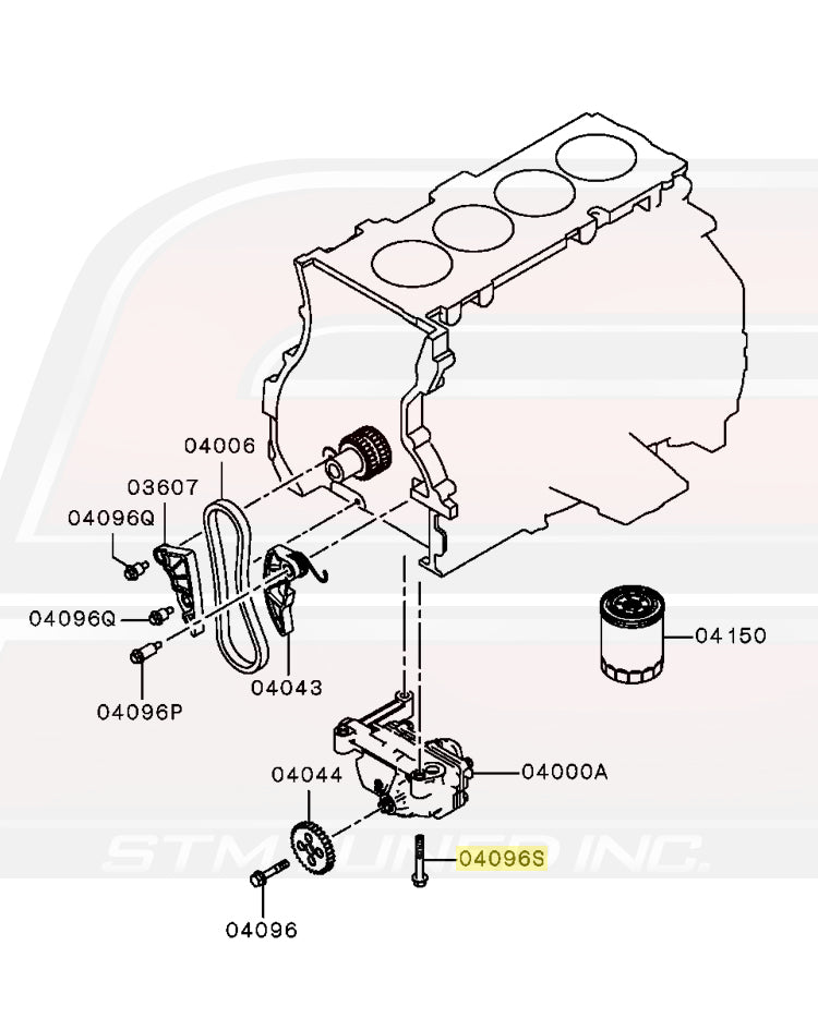 Mitsubishi OEM Oil Pump Diagram for Evo X
