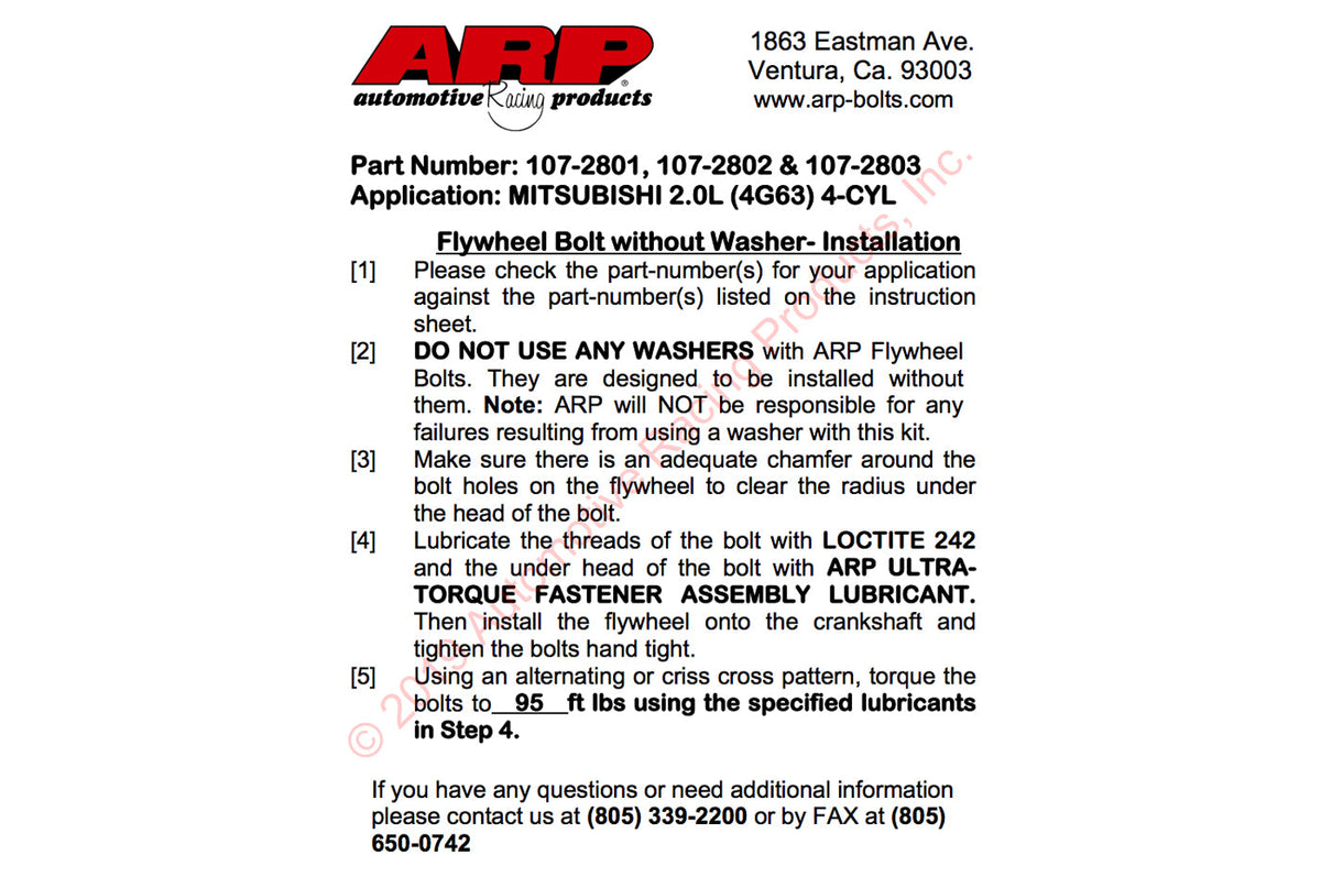 ARP Flywheel Bolts for DSM 6-Bolt (107-2802)
