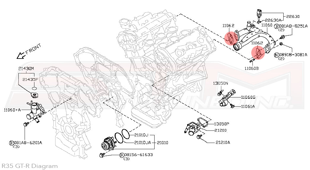 Nissan Water Outlet Gaskets - R35 GTR