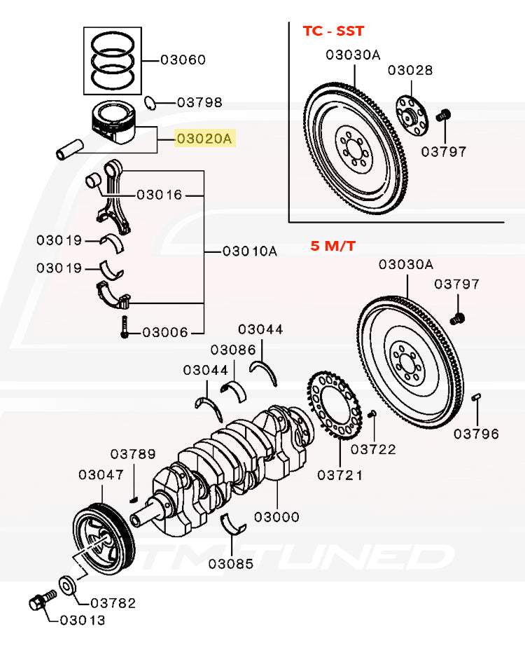 Mitsubishi OEM Piston for Evo X 4B11 (1110C326)