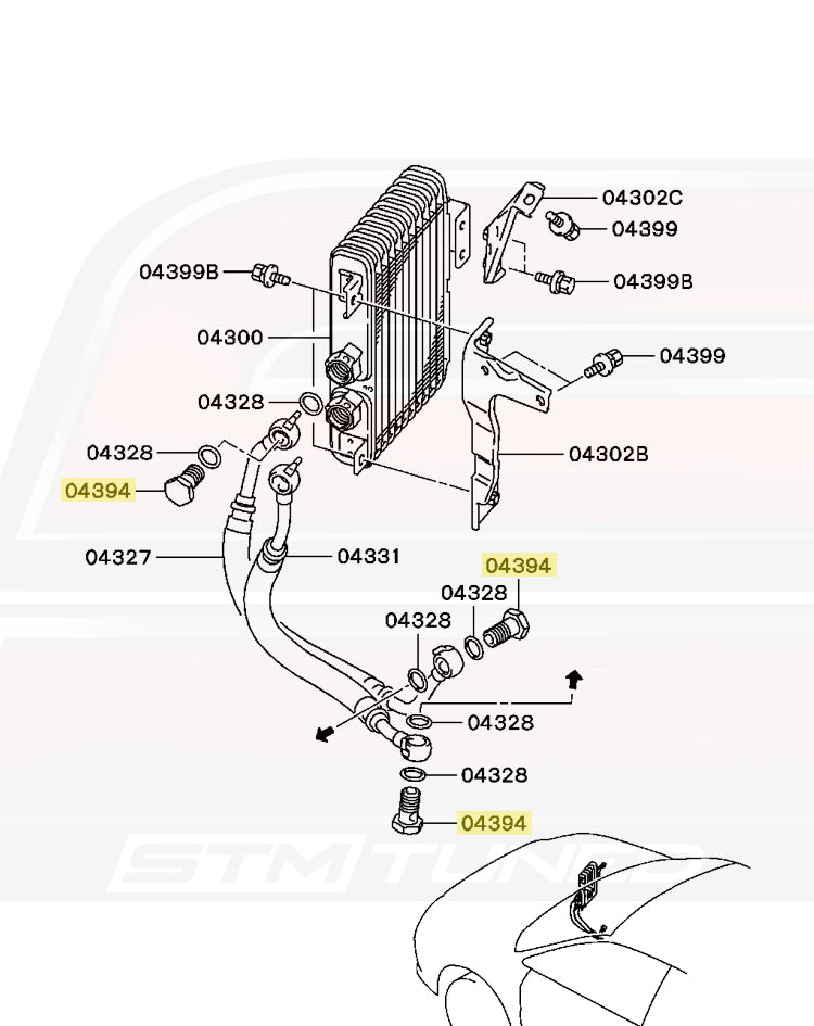 Mitsubishi OEM Engine Oil Cooler Line Banjo Bolt 1225A006 (Evo 7/8/9 Diagram)