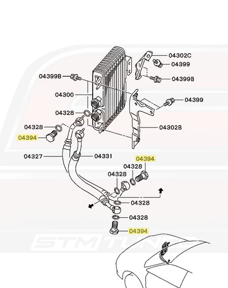 Mitsubishi OEM Engine Oil Cooler Line Banjo Bolt 1225A006 (Evo 7/8/9 Diagram)