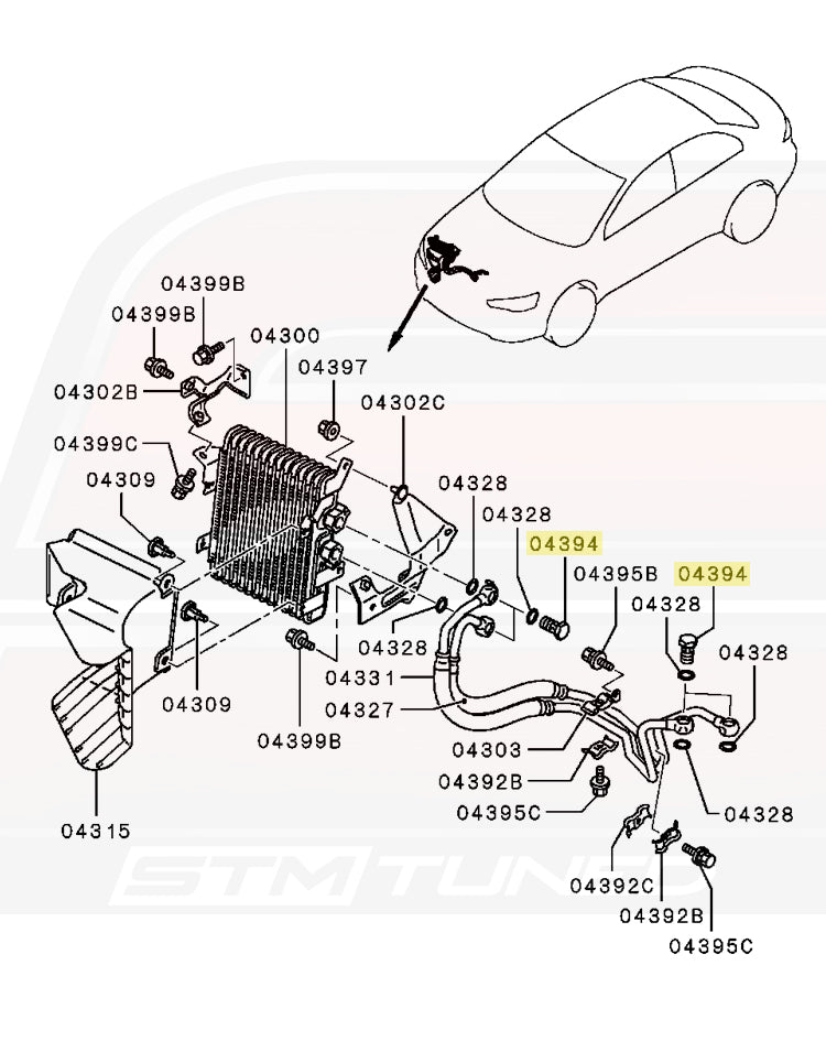 Mitsubishi OEM Engine Oil Cooler Line Banjo Bolt 1225A006 (Evo X Diagram)