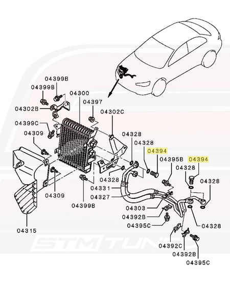 Mitsubishi OEM Engine Oil Cooler Line Banjo Bolt 1225A006 (Evo X Diagram)