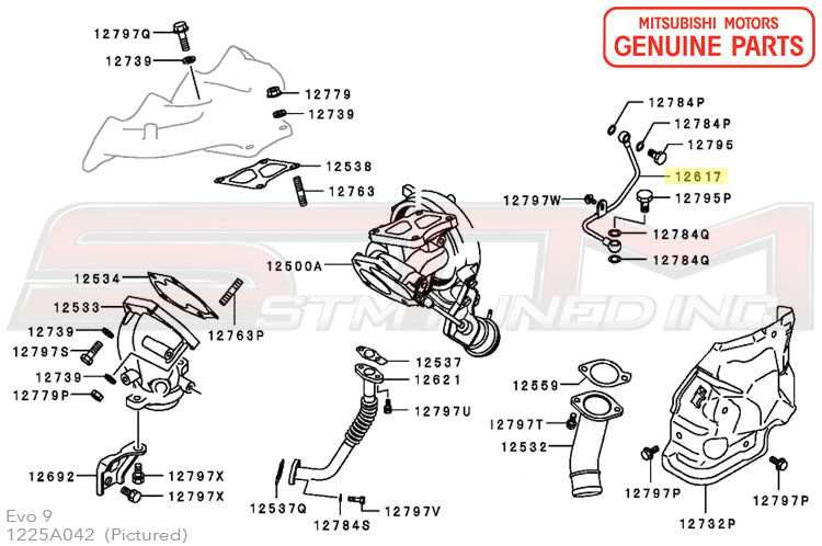 1225A042 Mitsubishi Turbo Oil Feed Line - Evo 9