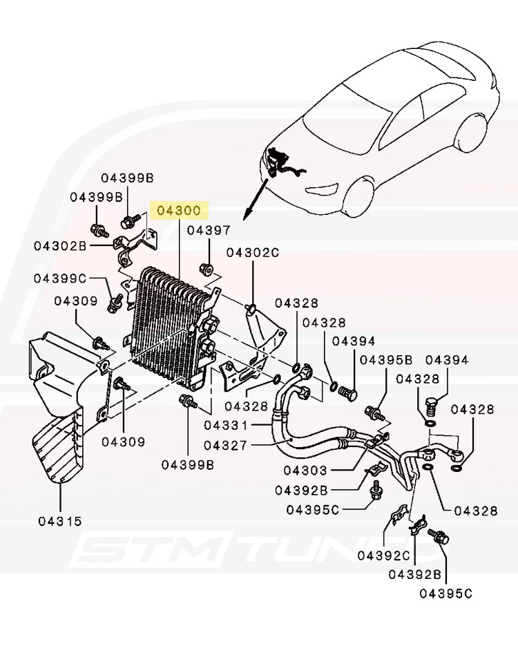 Mitsubishi OEM Engine Oil Cooler for Evo X (1240A056) 04300 Diagram