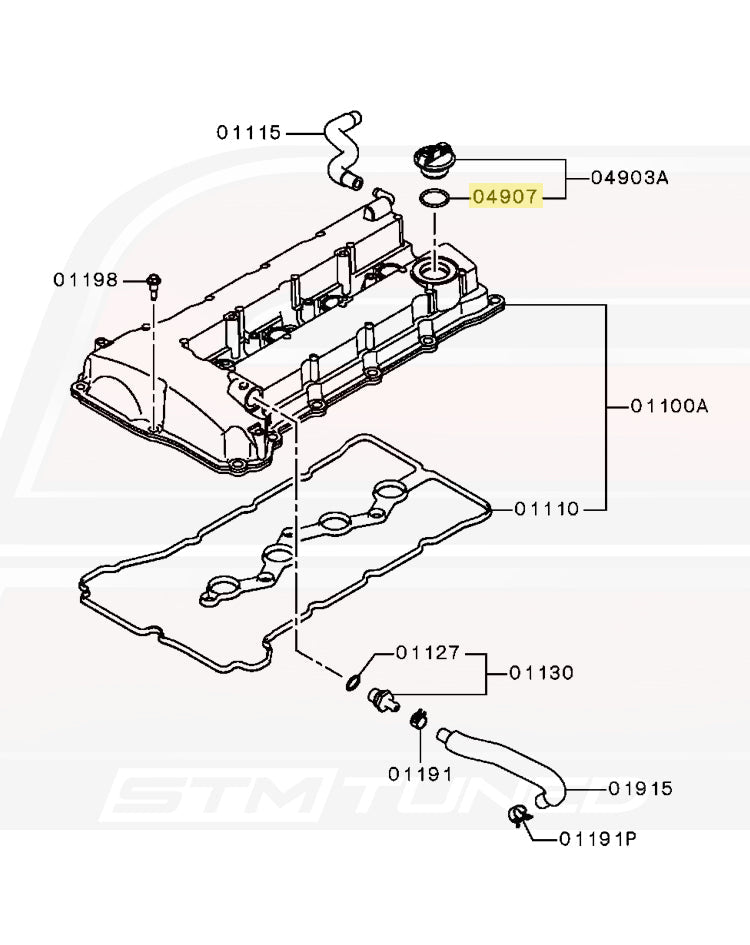 1250A012 Evo X Metal Valve Cover Diagram