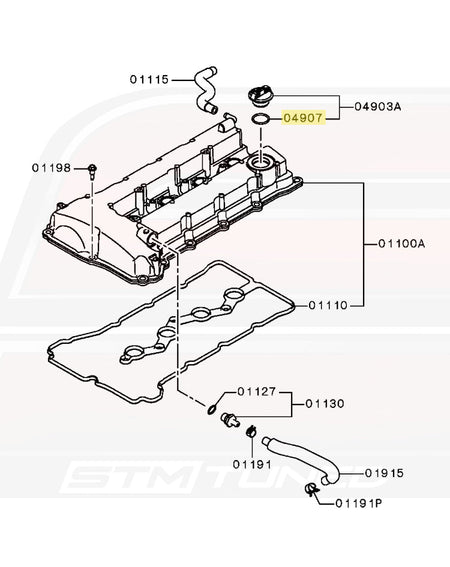 1250A012 Evo X Metal Valve Cover Diagram
