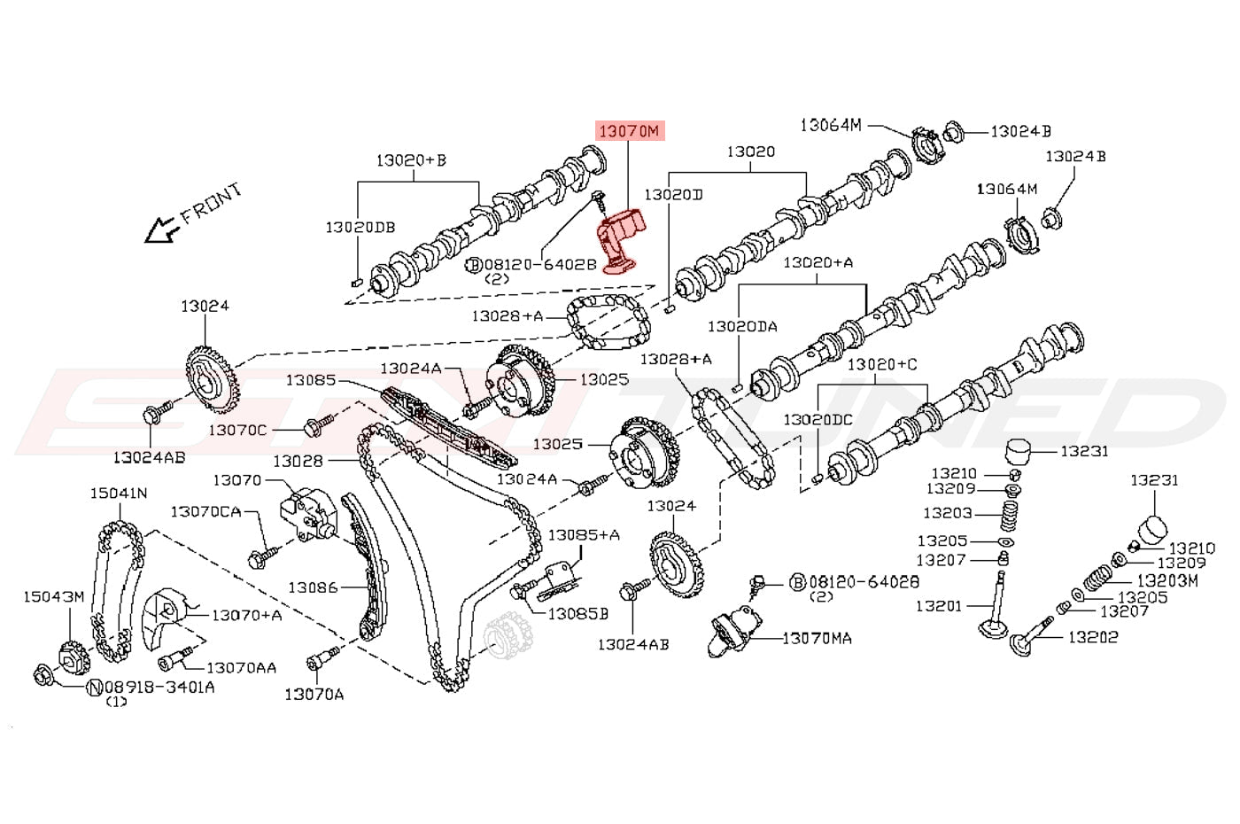 Nissan OEM Cam Sprocket Timing Tensioner (RH) for R35 GTR (13070-JK21B)