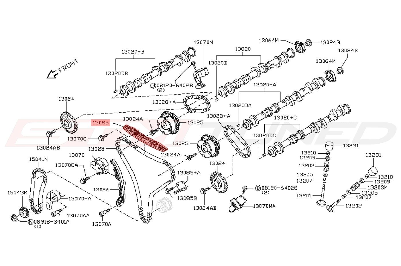 Nissan OEM Timing Chain Guide Tension Side for R35 GTR (13085-JF00A)