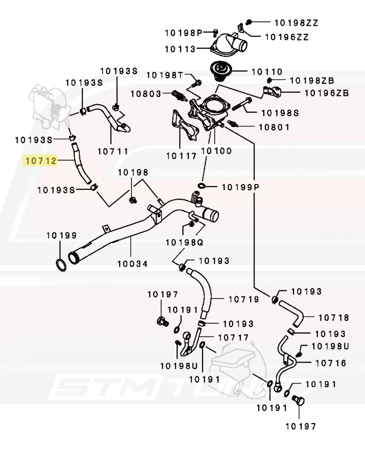 Mitsubishi OEM Throttle Body Coolant Return Line for Evo 9 (1310A086)
