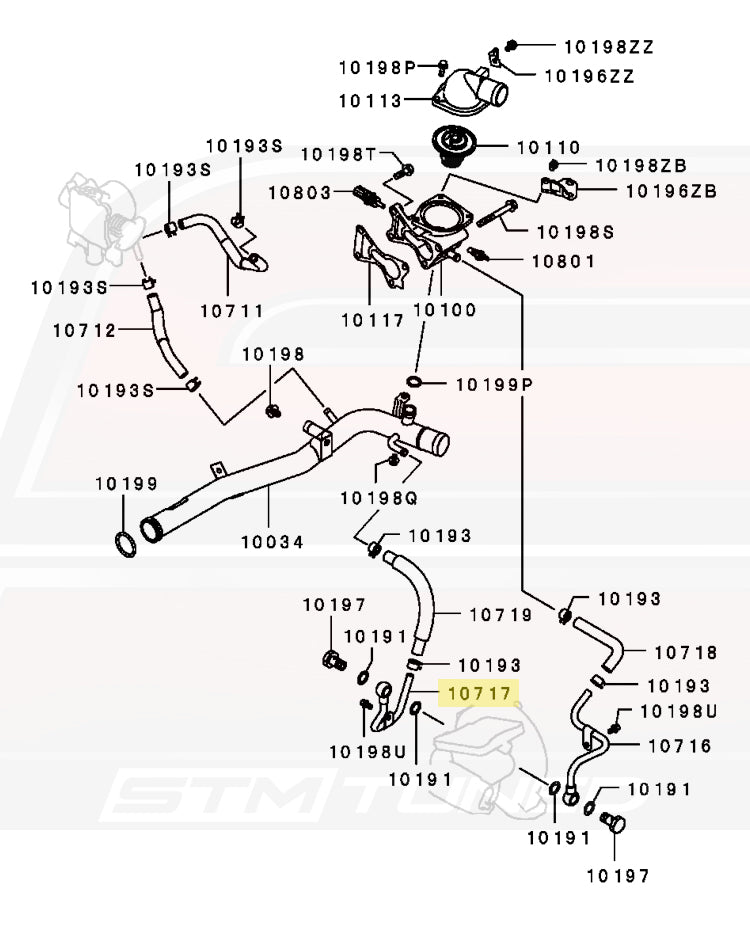 1310A171 OEM Evo 9 Turbo Water Return Pipe 10717 Diagram