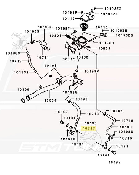 1310A171 OEM Evo 9 Turbo Water Return Pipe 10717 Diagram