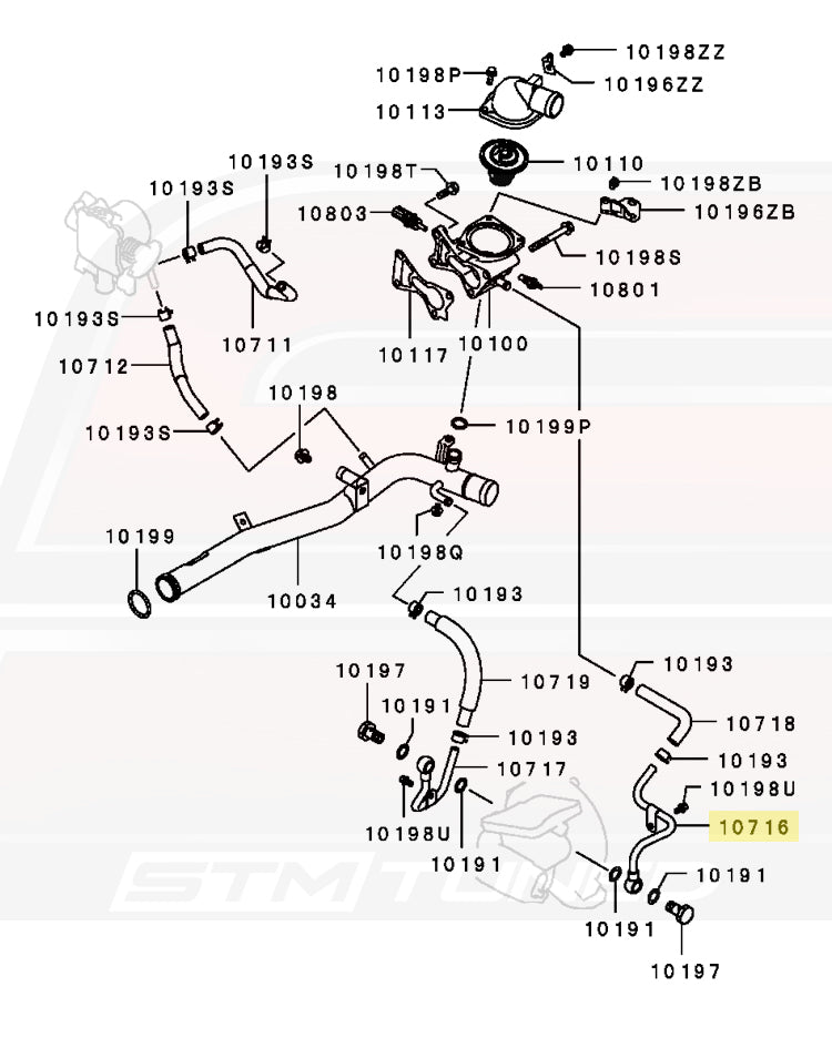 1310A248 OEM Evo 9 Turbo Water Feed Pipe 10716 Diagram