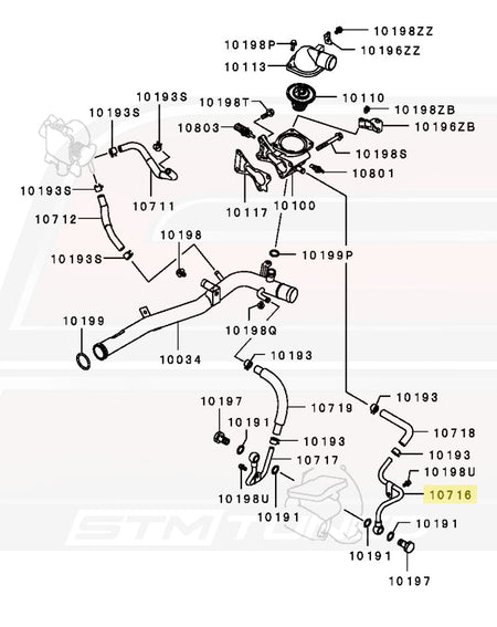 1310A248 OEM Evo 9 Turbo Water Feed Pipe 10716 Diagram