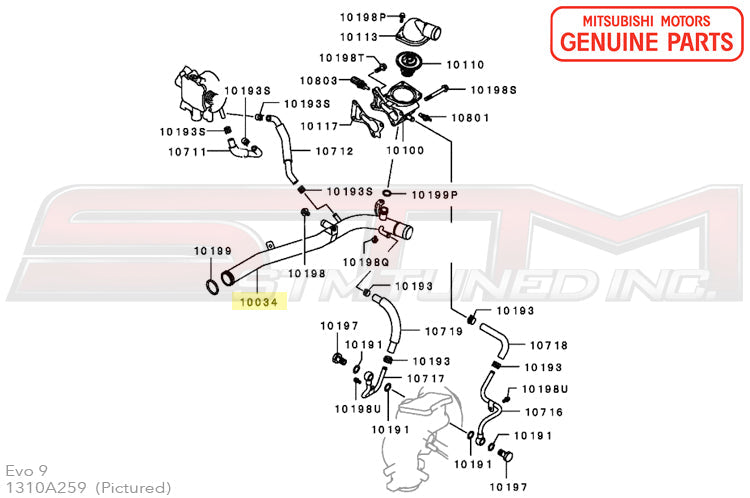 1310A259 Mitsubishi Water Pipe - Evo 9