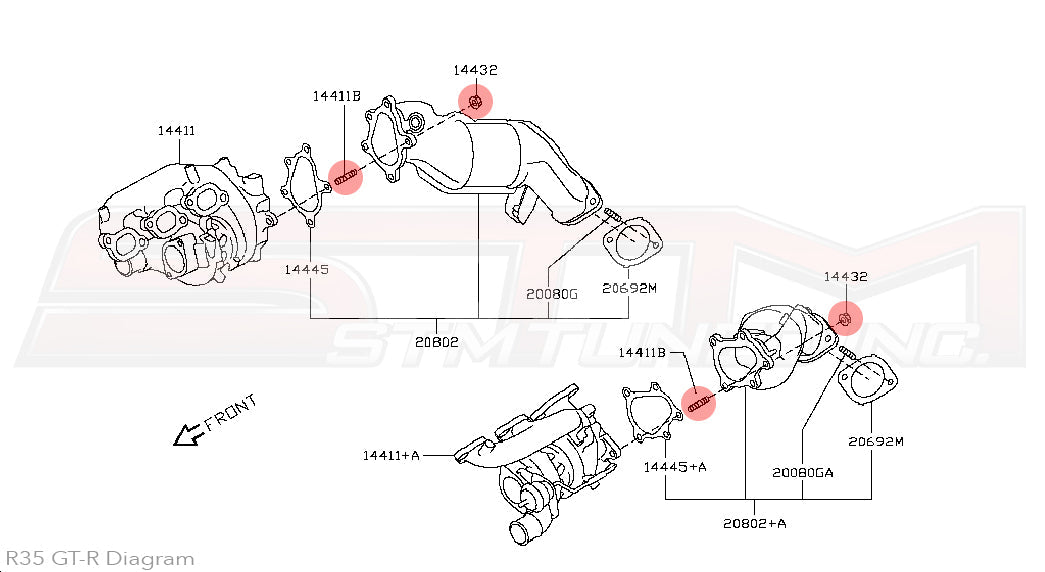 Nissan Turbo Studs and Nuts - R35 GTR