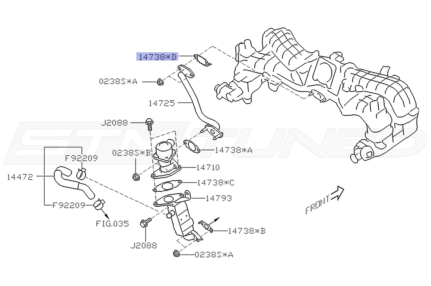 Subaru OEM EGR Tube to Manifold Gasket for 2022+ WRX (14738AA490)