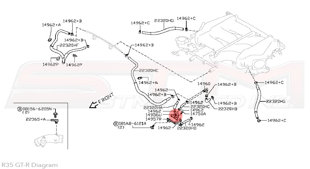 14956-JF00A Nissan Boost Control Solenoid - R35 GTR