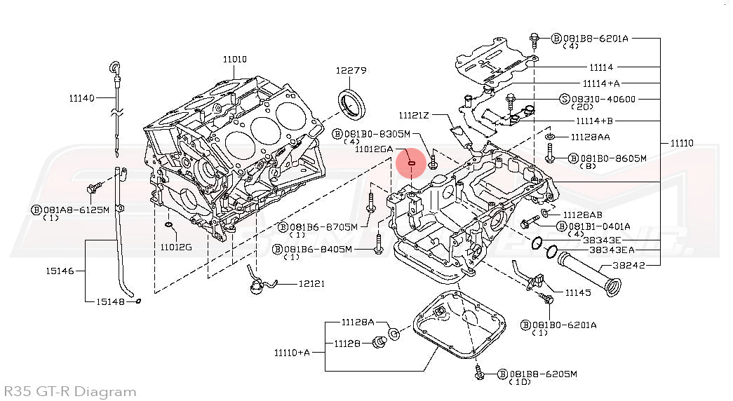 15066-ZL80C Nissan Engine Block O-Ring Oil Seal - R35 GTR