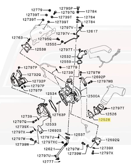 1515A053 OEM Evo X Turbo Compressor Inlet Gasket Diagram