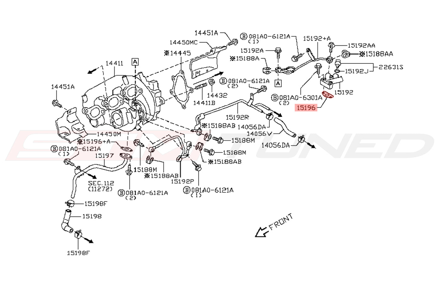 Nissan OEM Turbo Oil Return Block Gasket for R35 GTR (15196-MB40B)