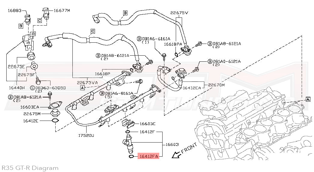 Nissan Fuel Injector Lower O-Rings - R35 GTR